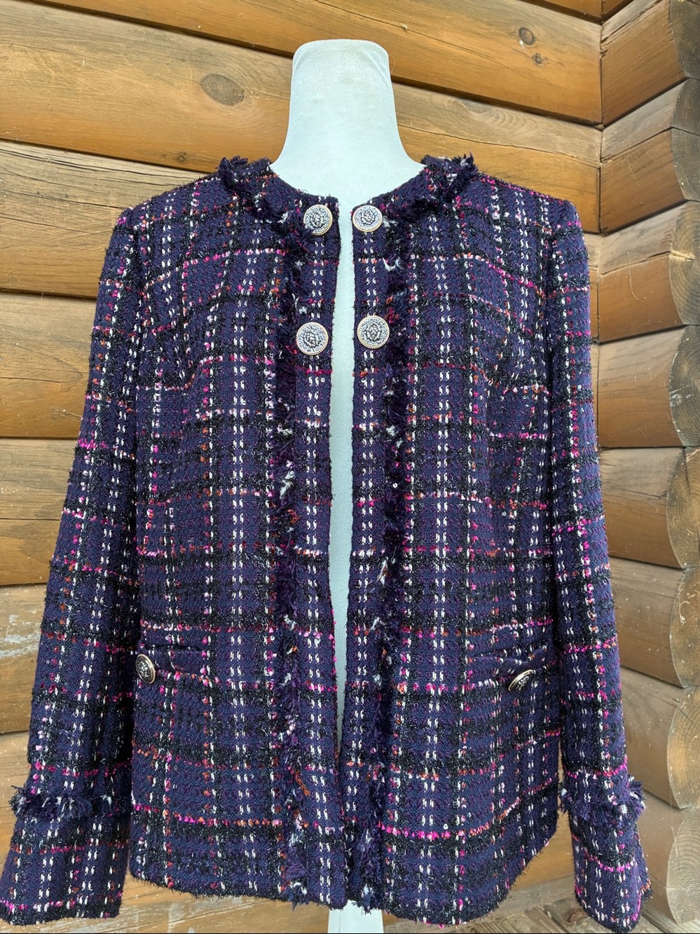 Fancy fringe trim blazer jacket